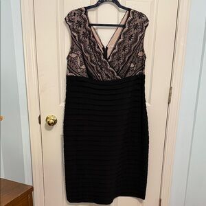 Elegant Black and Nude Lace Dress